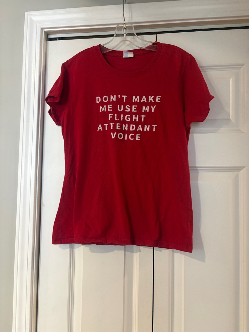 Flight Attendant Red Graphic Tee - Don't Make Me Use My Flight Attendant Voice